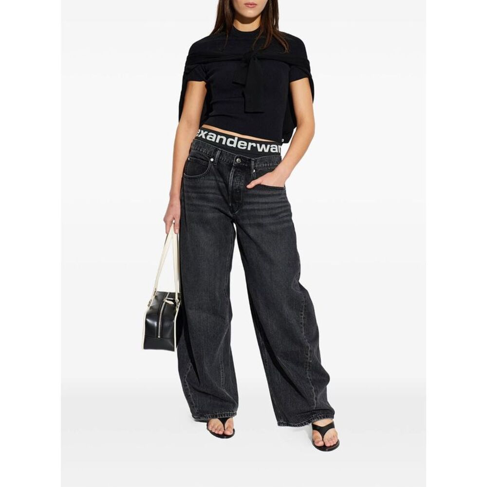 Alexander Wang Women Blow-Up Jeans With Logo Bike Short Waistband - Picture 2 of 5